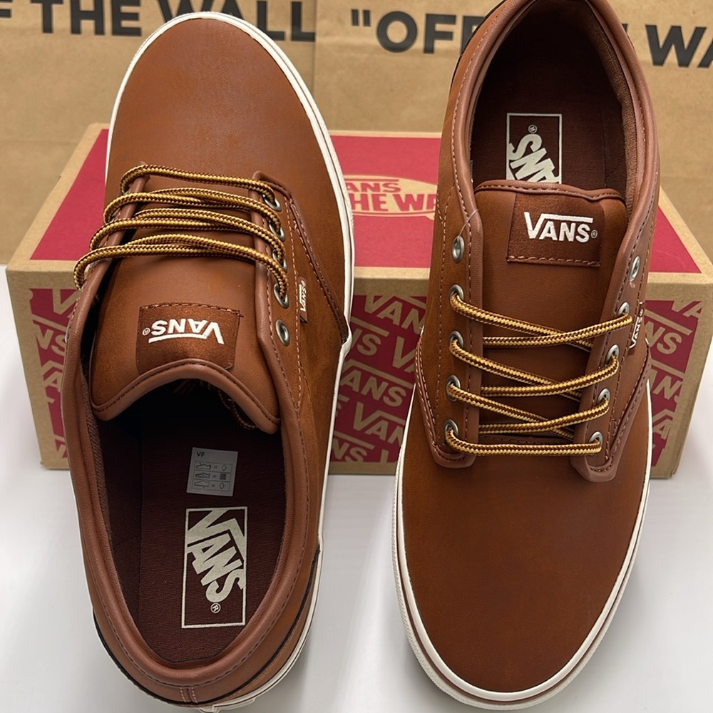 Vans WMNS Leather Sneakers with White Accents Atwood (Leather)Brown/Marshmallow - Picture 13 of 16